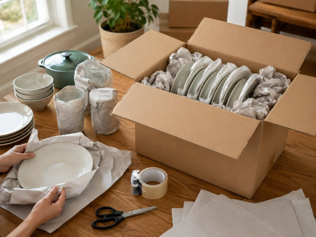 Mutfak Eşyaları ve Tabaklar Kırılmadan Nasıl Paketlenir? Adım Adım Gazete Kağıdı Tekniği